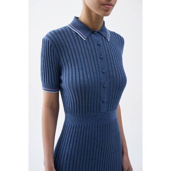 Gabriela Hearst Eyot Cashmere Blend Dress in Denim Blue M - Picture 3 of 5